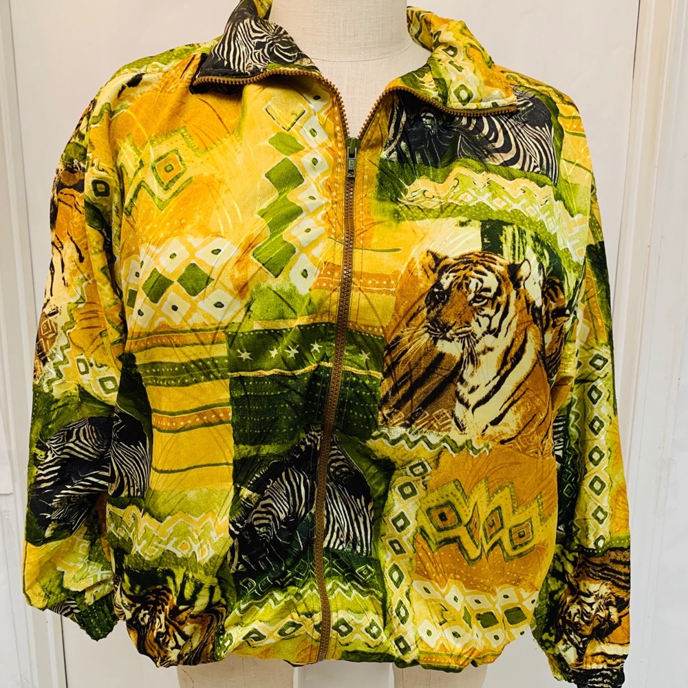 VTG 90’s Tiger Safari Zip Up Jacket Size 1X